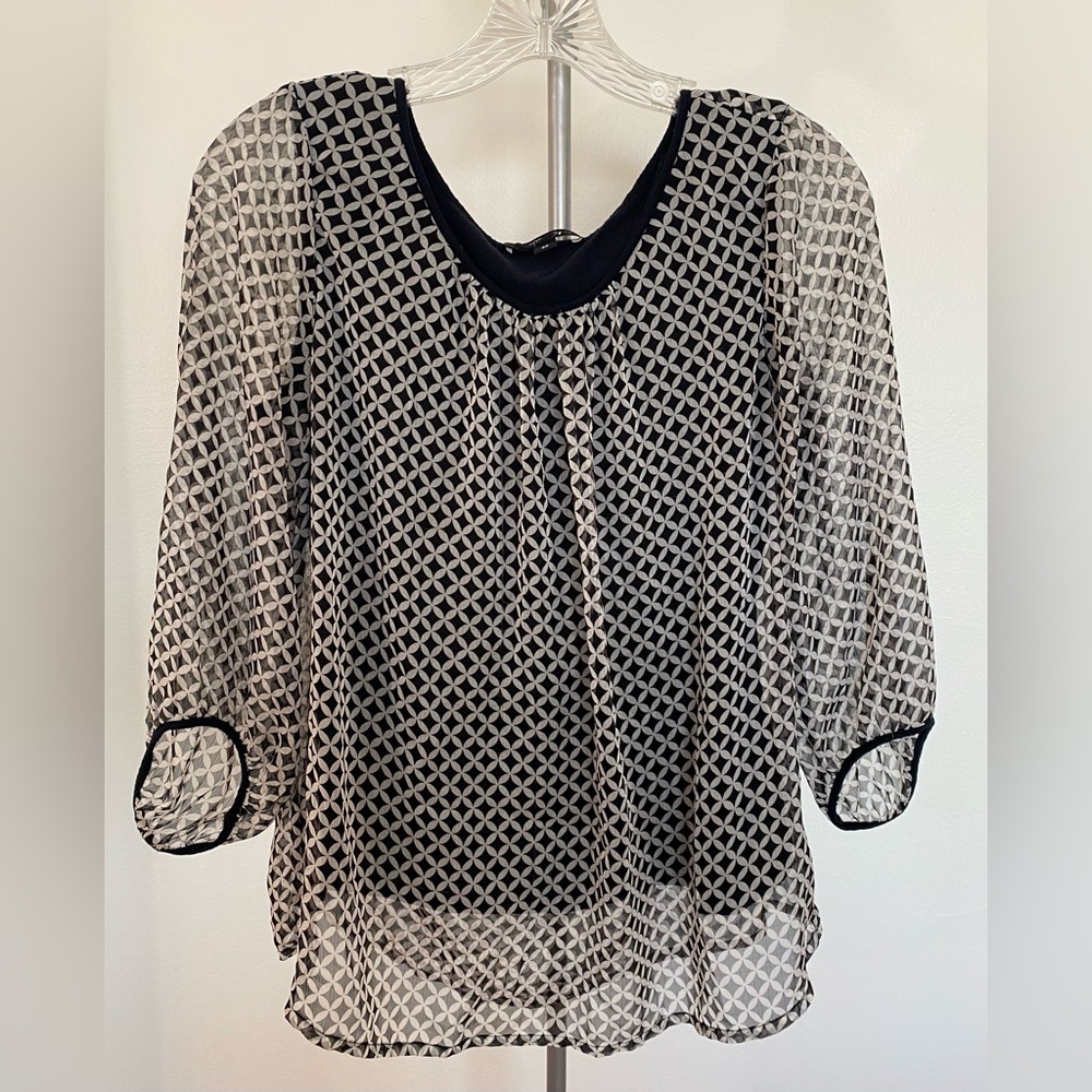 Comma crewneck, checked blouse, size 38